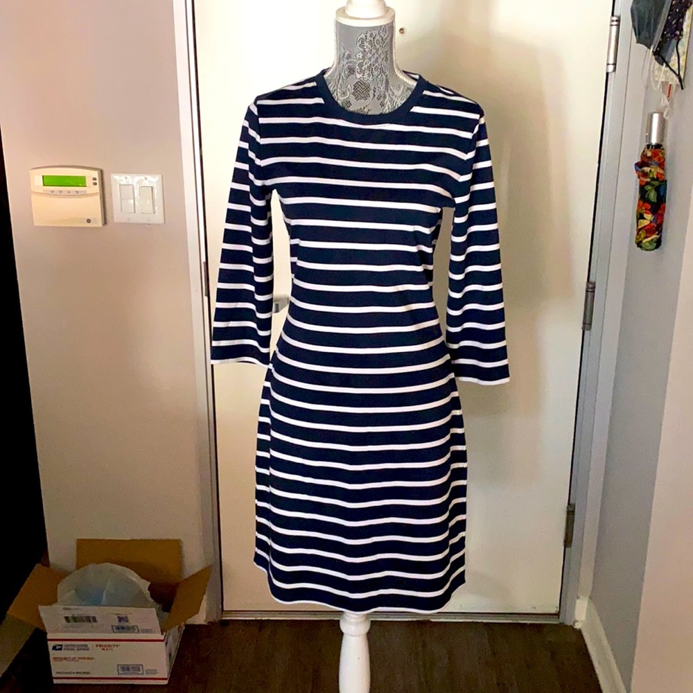 Blue & white striped Banana Republic dress.